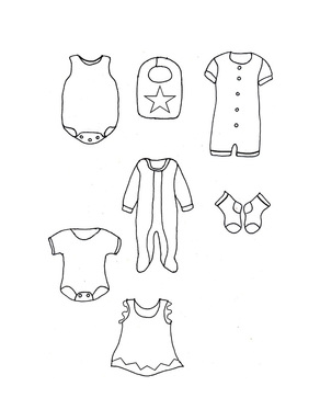 Free craft template for baby girl clothes to make a welcome card for a baby girl