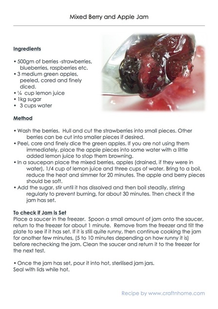 Printable Mixed Berry and Apple Jam Recipe