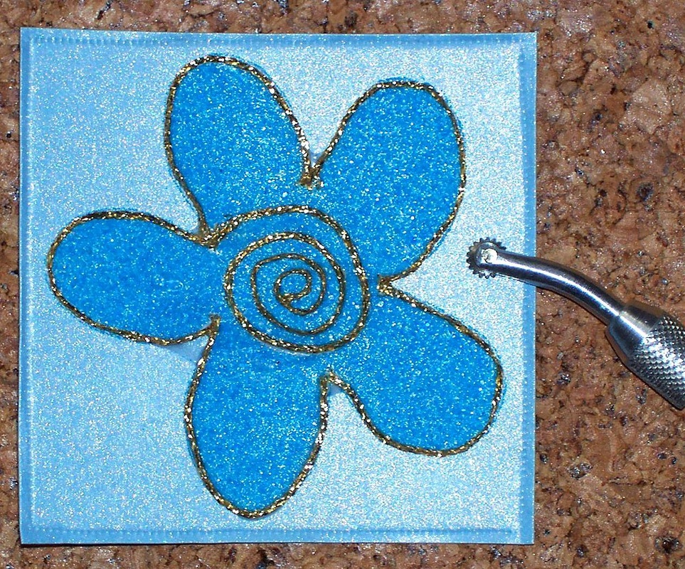Glitter Flowers for Card Making and Scrapbooking. Printable template and instructions.