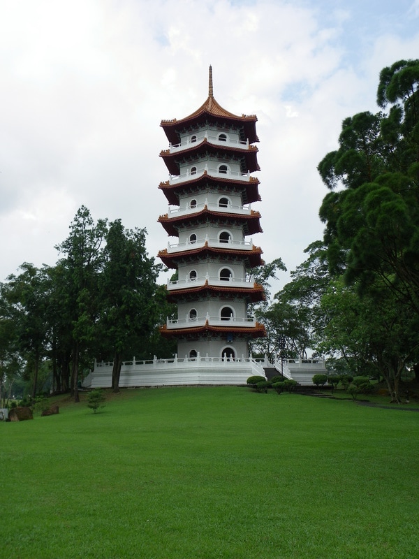 Jurong Lake Gardens -  Singapore Japanese and Chinese Gardens. Seven Story Pagoda.