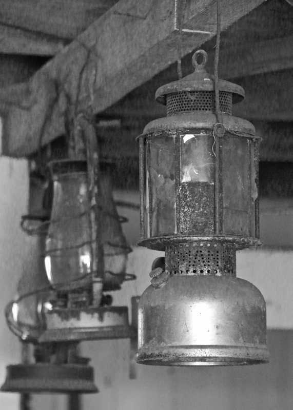 Vintage Lantern, Churchill Island Heritage Farm (Black and White)