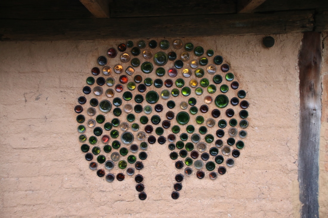 Recycled Bottles in the walls,  Adobe Abode, Mallacoota