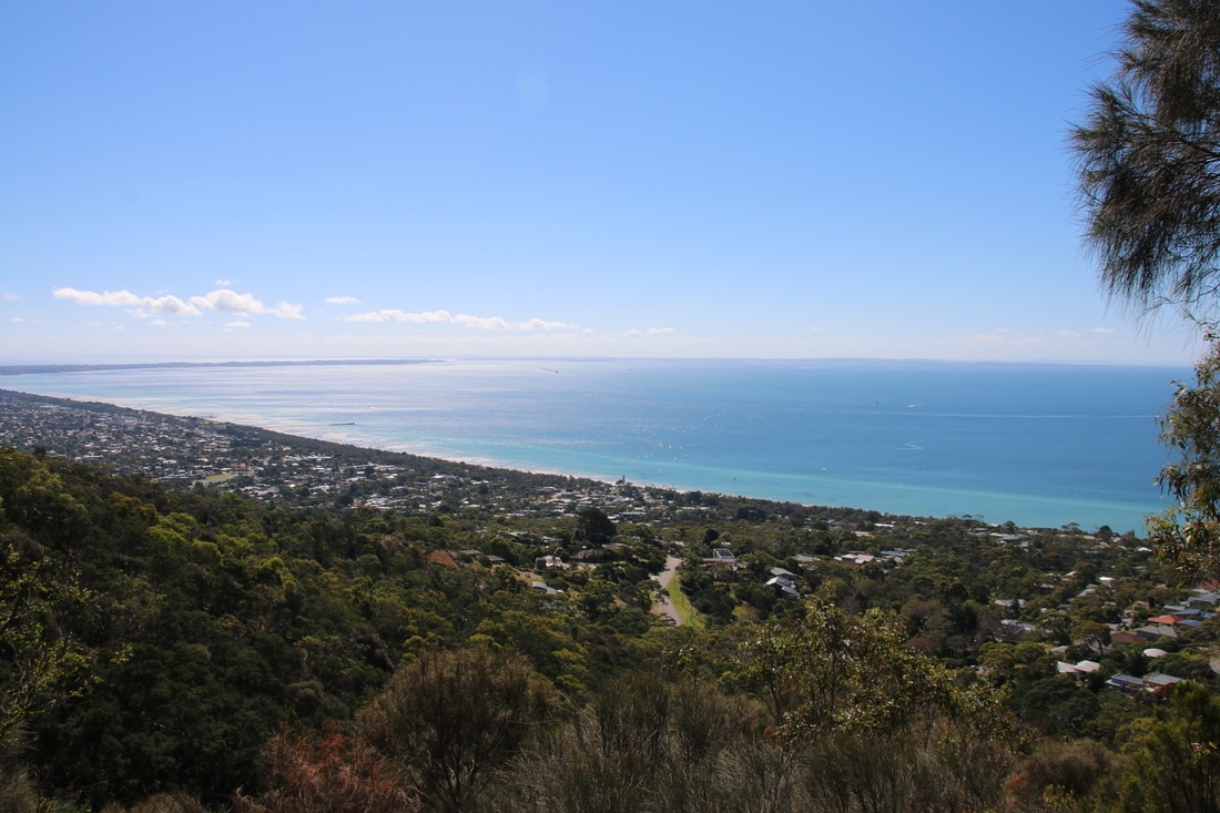 View from Two Bays Walking Track, Seawinds Gardens, Arthur's Seat, Mornington Peninsula, Victoria, Australia.