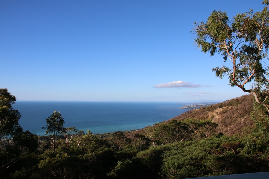 View from Northern Lookout, Seawinds Gardens, Arthur's Seat, Mornington Peninsula, Victoria, Australia.