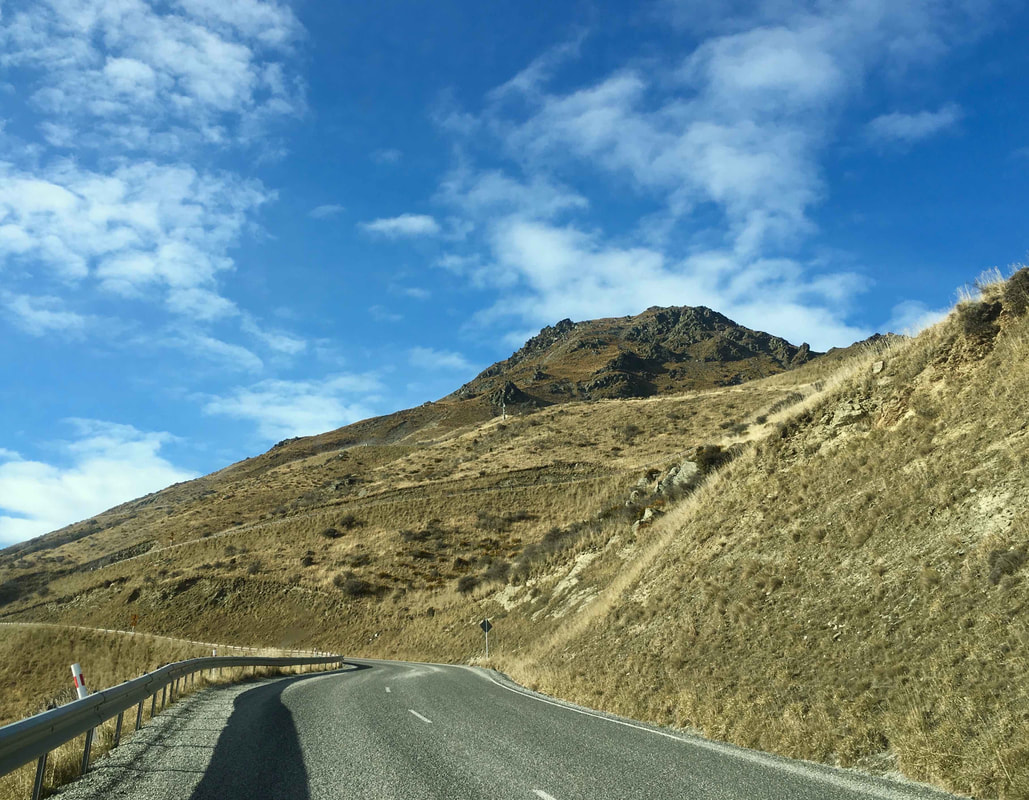The drive from Queenstown to The Remarkables. Driving up the Mountain. Unsealed Road. No barriers.