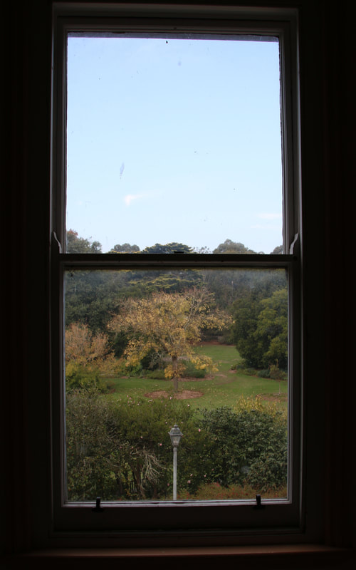 View from upper window of Homestead. Coolart  Homestead, Mornington Peninsula, Victoria, Australia.