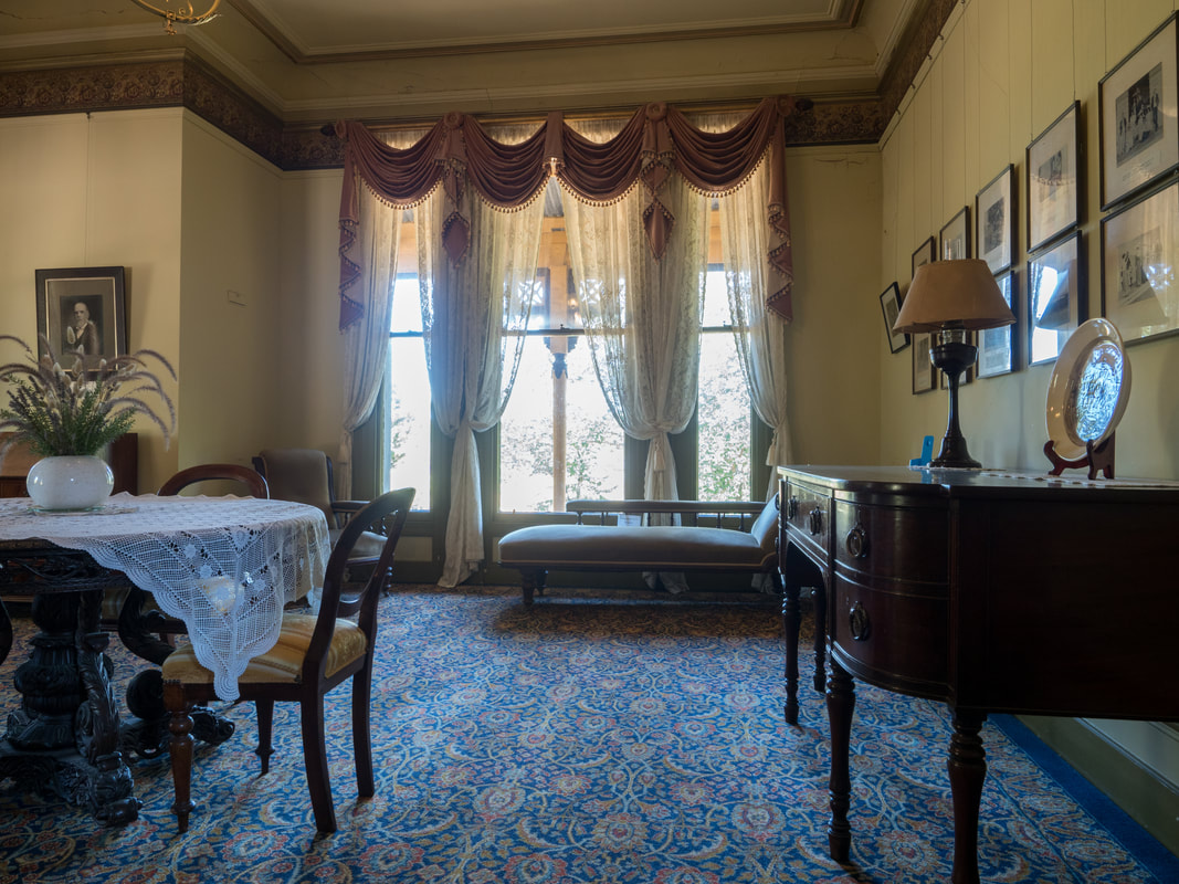 Historic Coolart Homestead, Mornington Peninsula, Australia.  Lounge and Dining room.