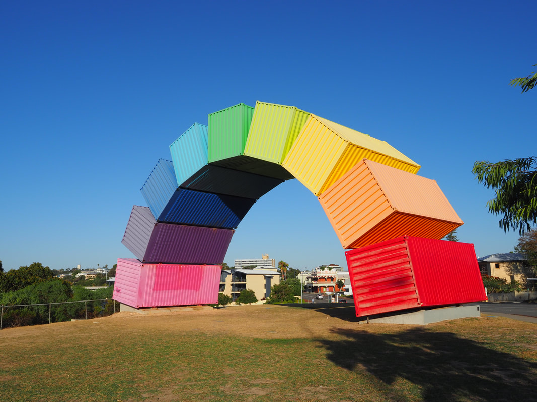 Fremantle Rainbow Sea Containers. Art work by Marcus Canning. Western Australia.