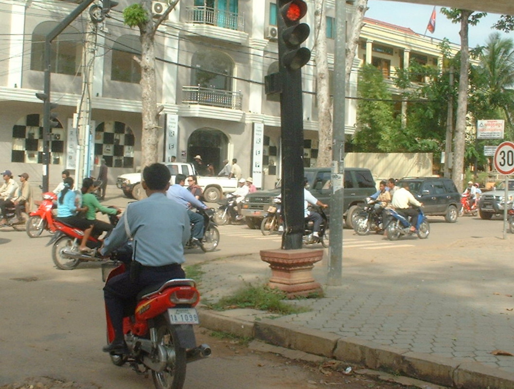 Roads in Siem Reap, Cambodia, Motorcycles