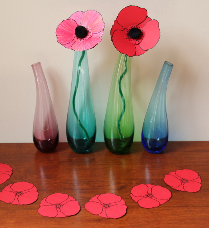 Free Remembrance Day poppies printable template craft 