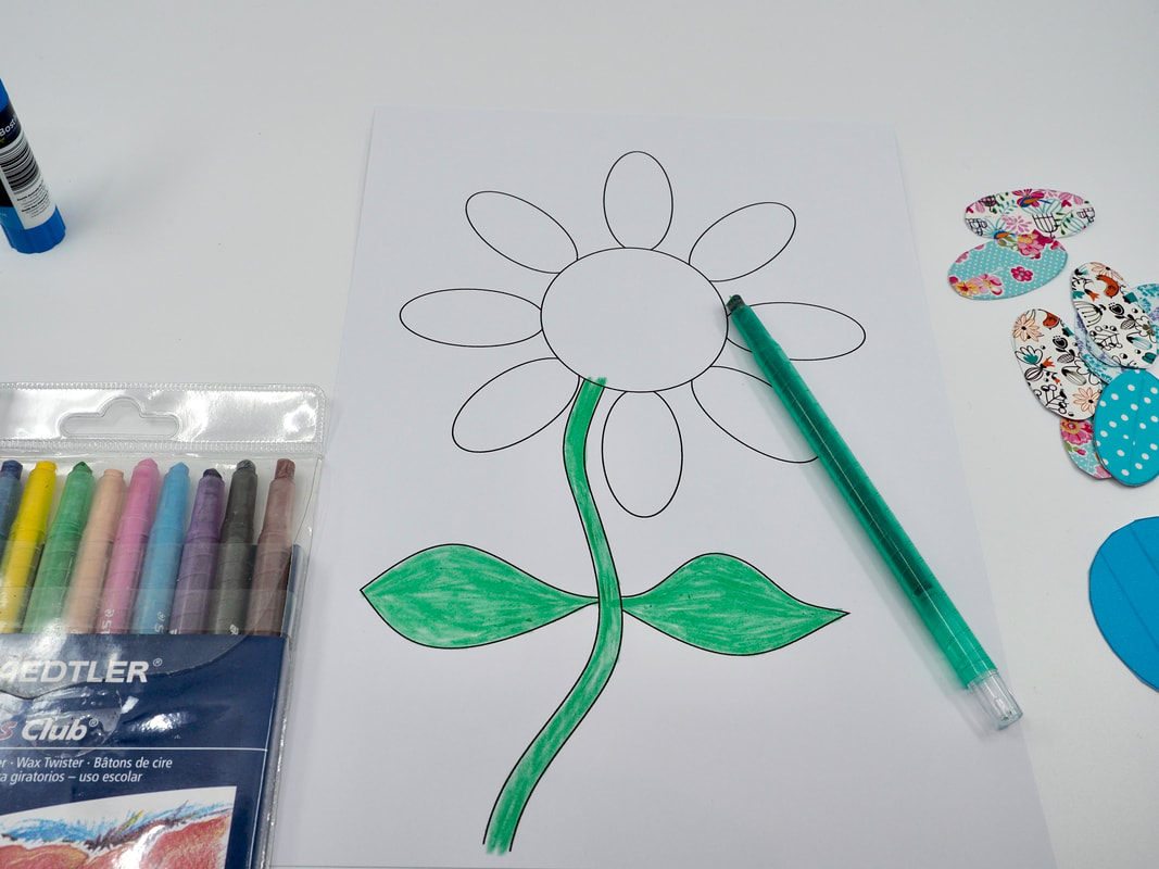 Colour, Cut & Glue Flower Craft for kids.