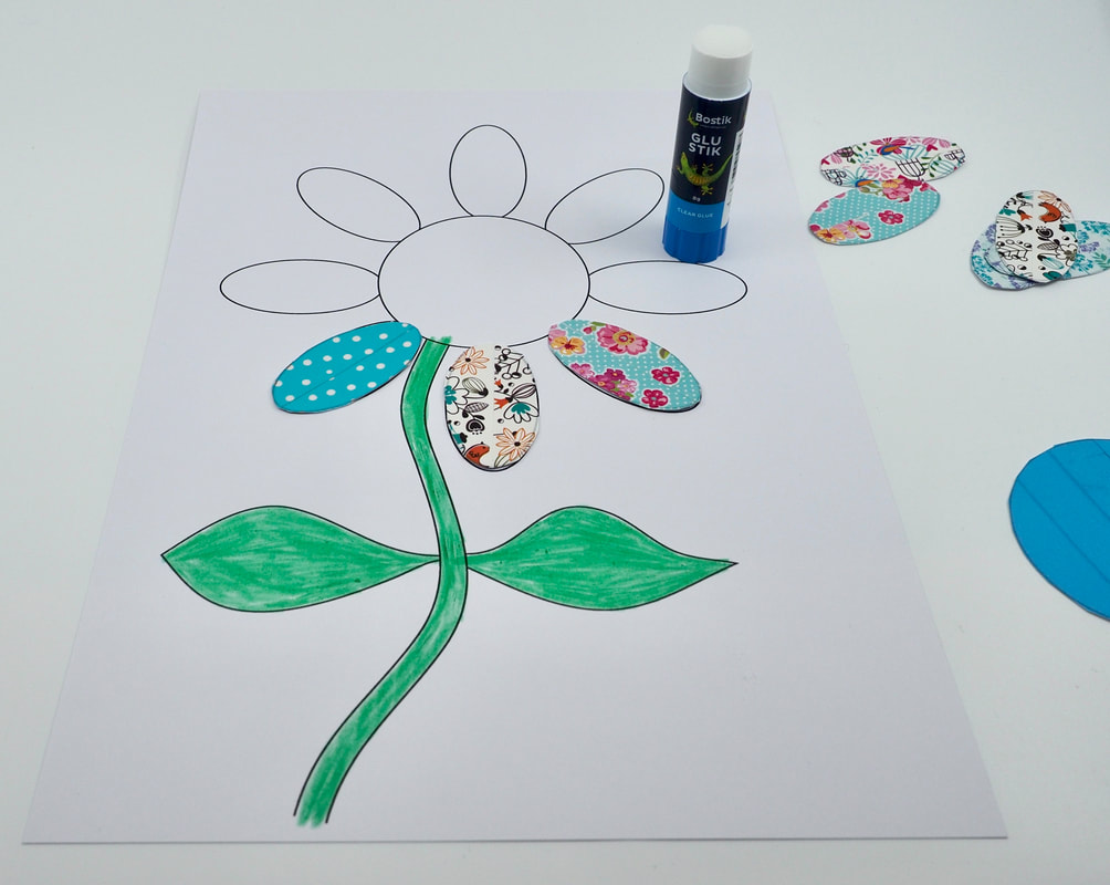 Colour, Cut & Glue Flower Craft for kids.