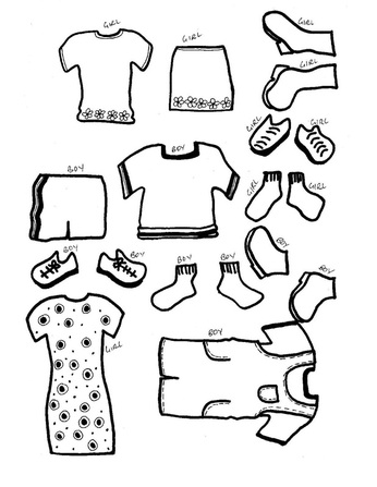 Free Printable Dress up paper doll templates and clothes 