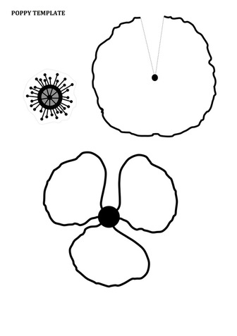 Remembrance day poppy craft for kids with free printable template for red paper or card