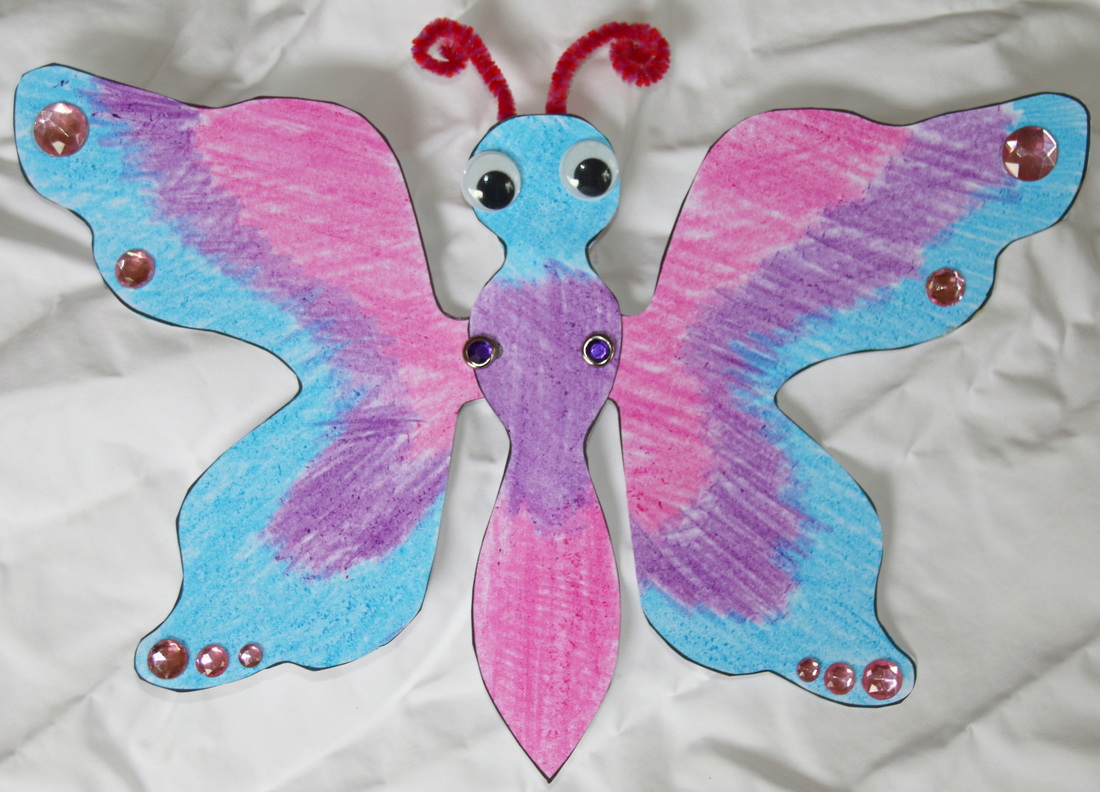 Kids craft butterfly with moving wings  with free printable  template
