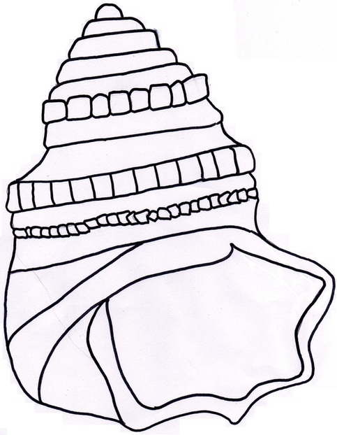 sea shell template colouring picture craft free for kids