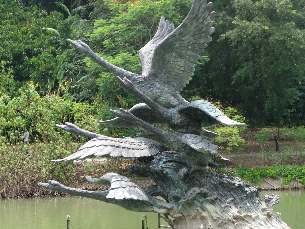 flight of swans sculpture singapore botanical gardens swan lake