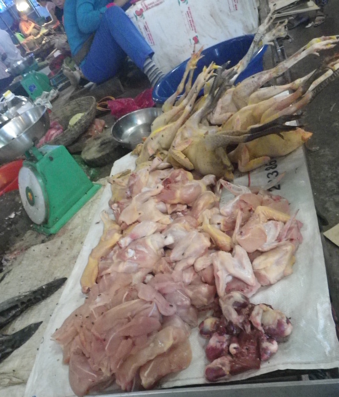 Chicken for sale, Market Stall, Siem Reap, Cambodia