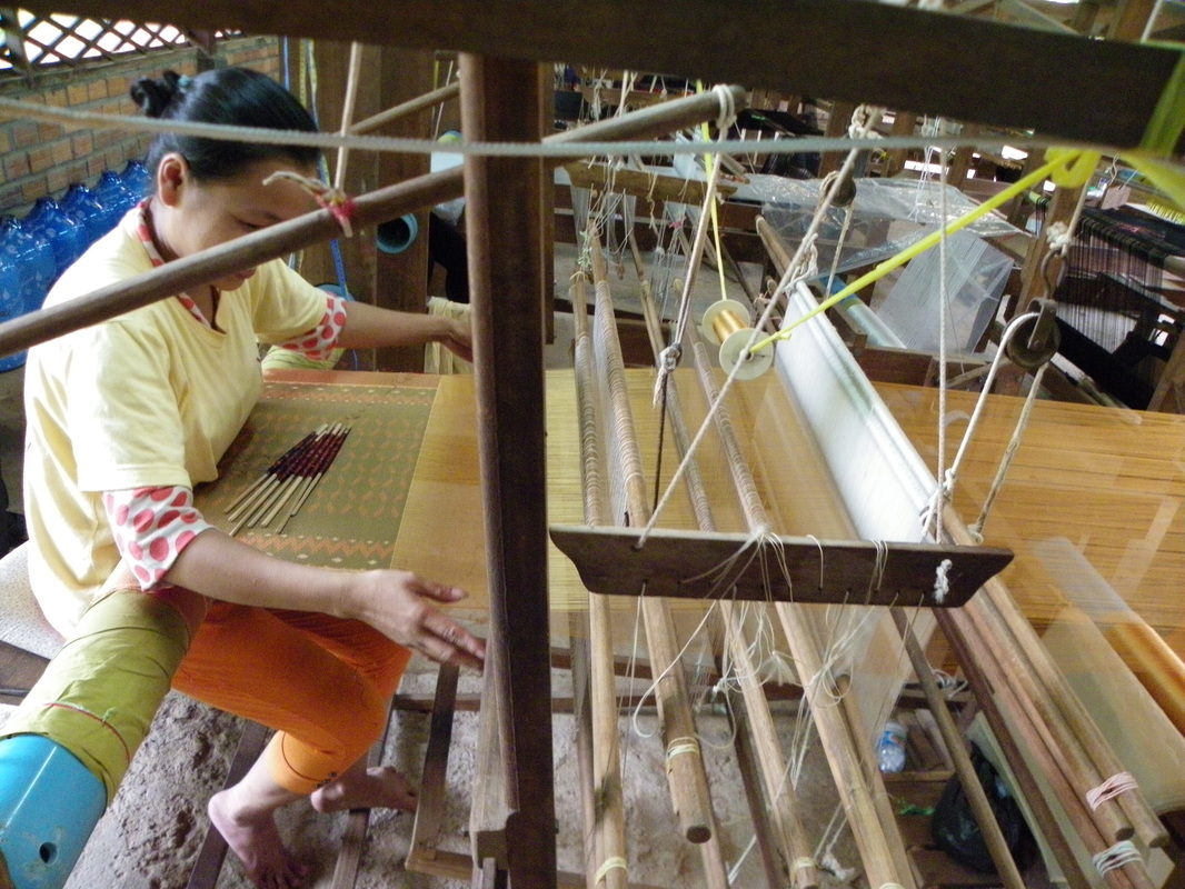 angkor silk farm siem reap cambodia weaving silk material