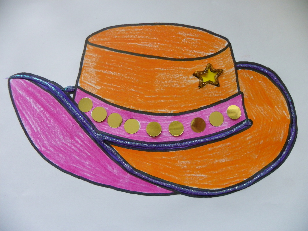 Printable Colouring page. Cowgirl or Cowboy Hat Craft for Kids. 
