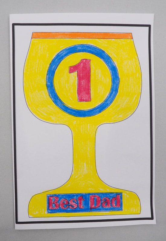 trophy Fathers Day Card Craft for kids. Free printable template and instructions.