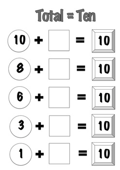Free Printable Number Game for learning number facts of numbers that add up to ten