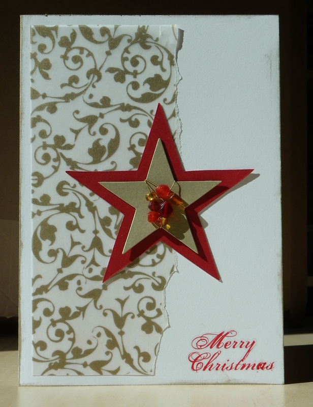 Use beads to embellish a christmas card