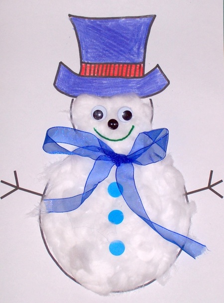 free craft template for kids - make a winter christmas snowman 