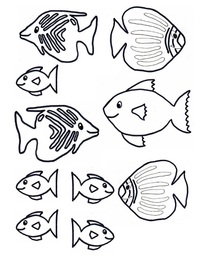 Free colouring and gluing Craft for kids Fish scene with template 