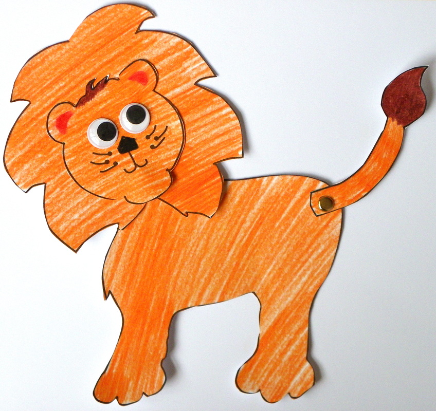 easy craft for kids a lion puppet with moving head and tail and free printable template
