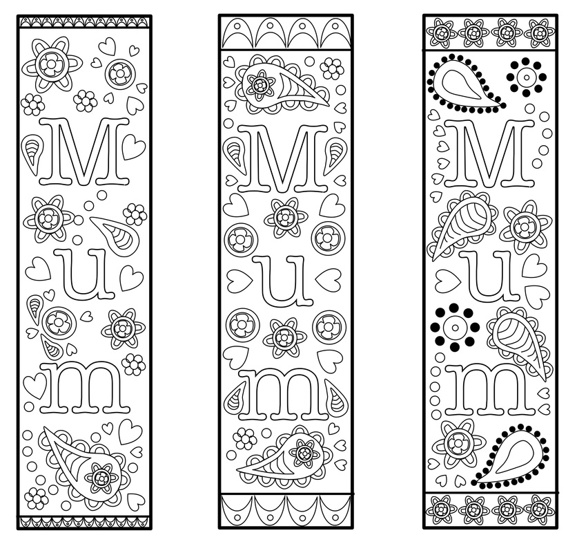 Free Printable Bookmark Template For Mothers Day Or Mum For Colouring 