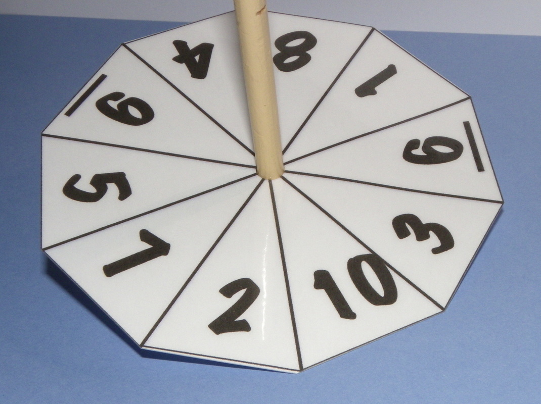How to make a spinning wheel or die for maths numbers 0 trough 10. Ten sides. 