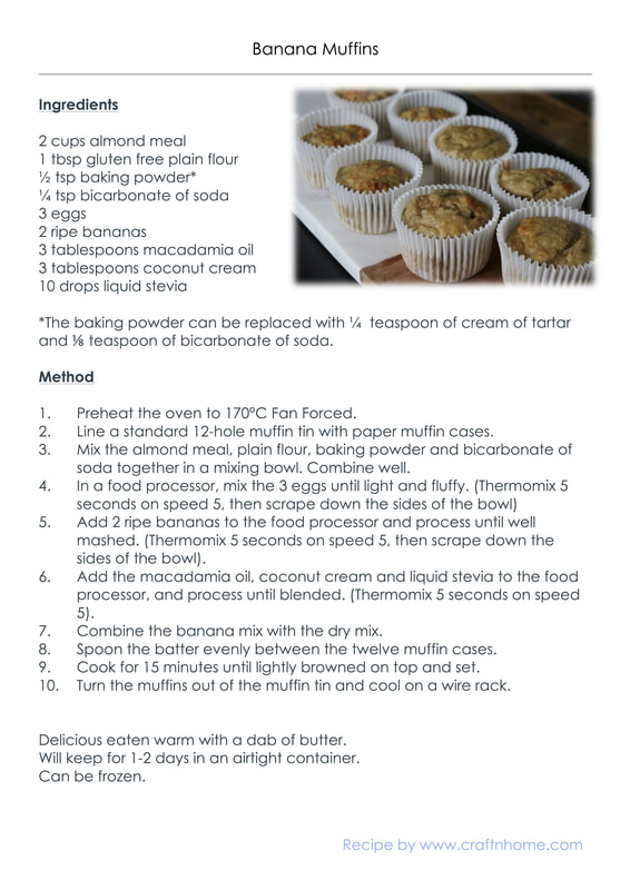 Banana Muffins. Gluten Free, Low Carb, No added Sugar, Dairy Free, Thermomix Instructions included.