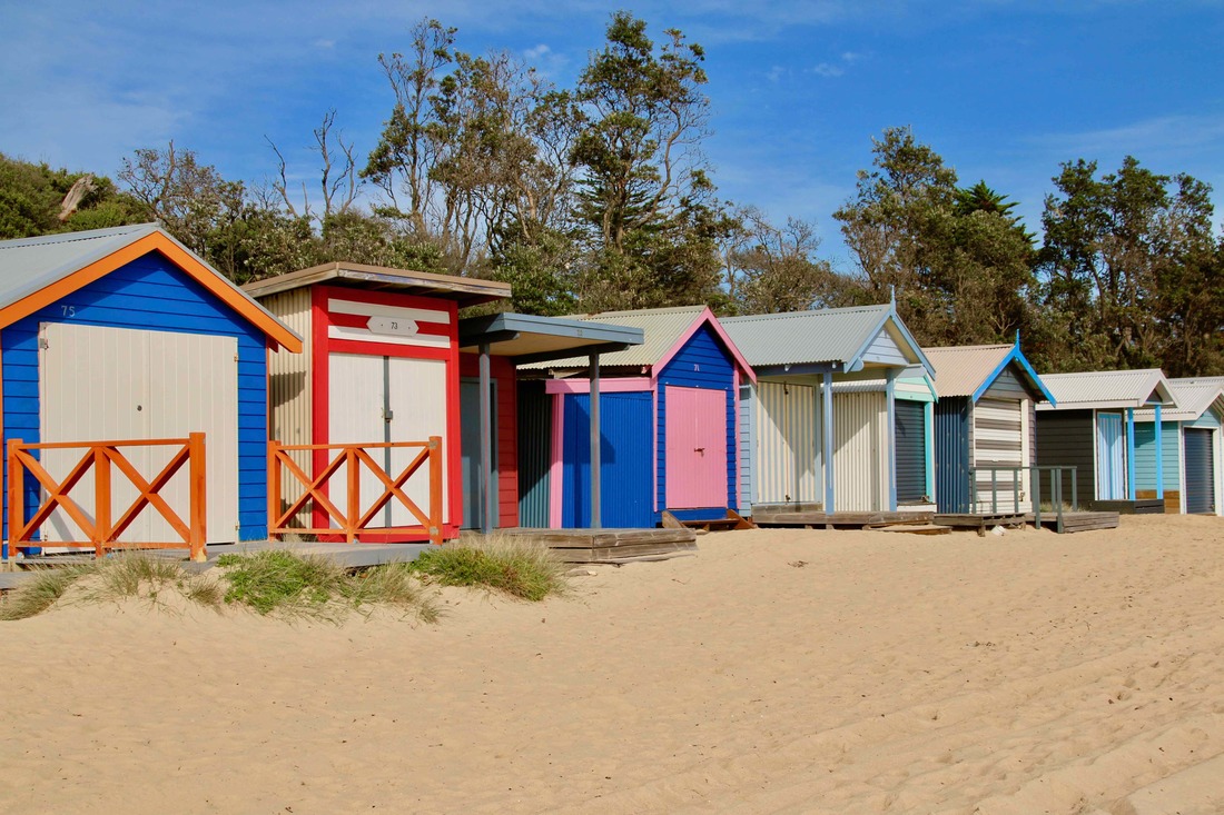 Mills Beach, Mornington. Beach Huts.