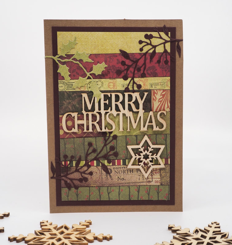 Make Christmas Cards using wooden laser cut Christmas Embellishments. craftnhome.com 