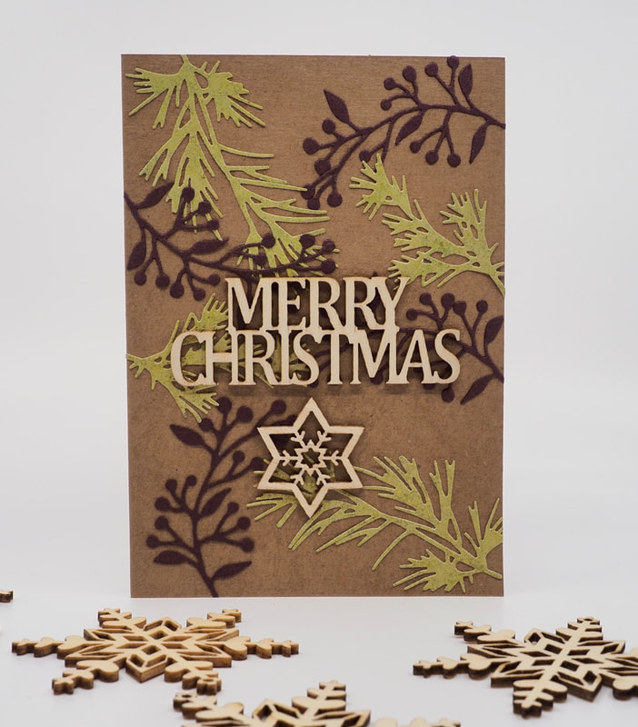 Make Christmas Cards using Wooden Laser Cut embellishments. Craft inspiration and instructions at craftnhome.com