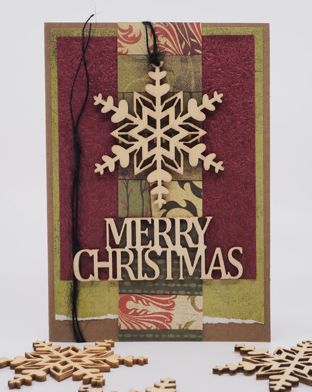 Make Christmas Cards using Wooden Laser Cut embellishments. Craft inspiration and instructions at craftnhome.com