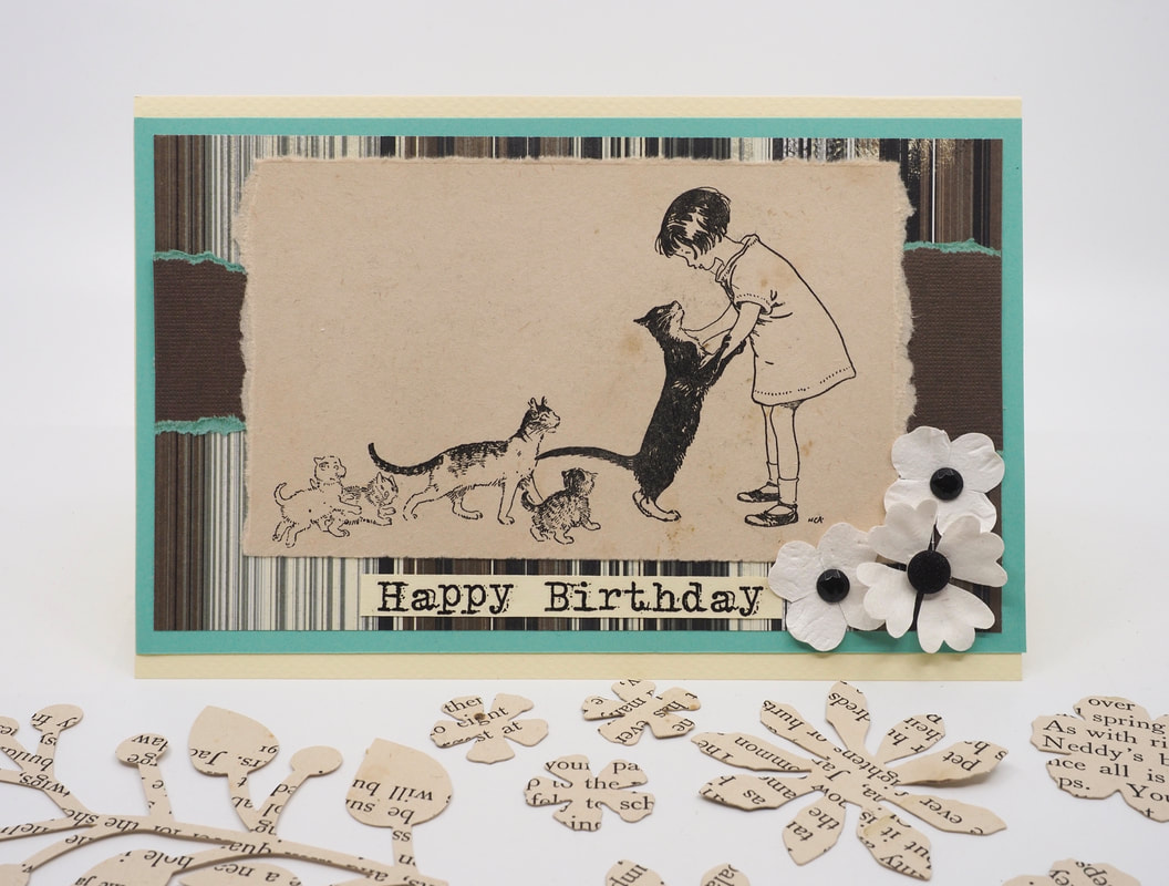 Cardmaking with recycled pictures from vintage picture books 