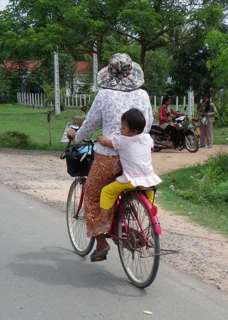 Cambodia Siem Reap, Push bike, roads, passenger