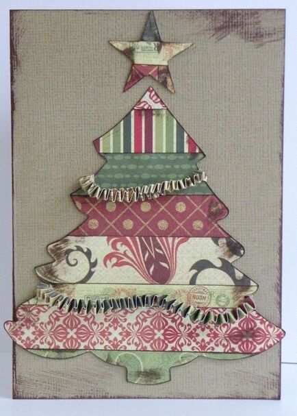 How to make decorative christmas tree cards with paper garlands - instructions for craft included