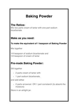 Make your own Baking Powder. Free printable reference guide.