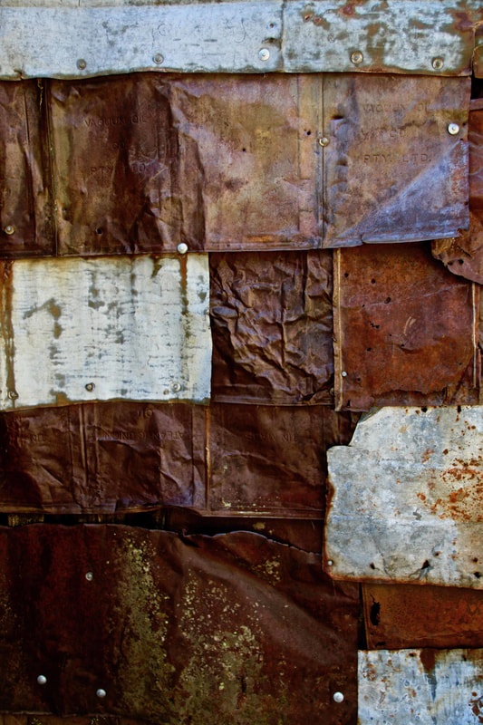 Falls Creek, Victoria, Australia. Wallace Hut. Rusty sheets of tin.
