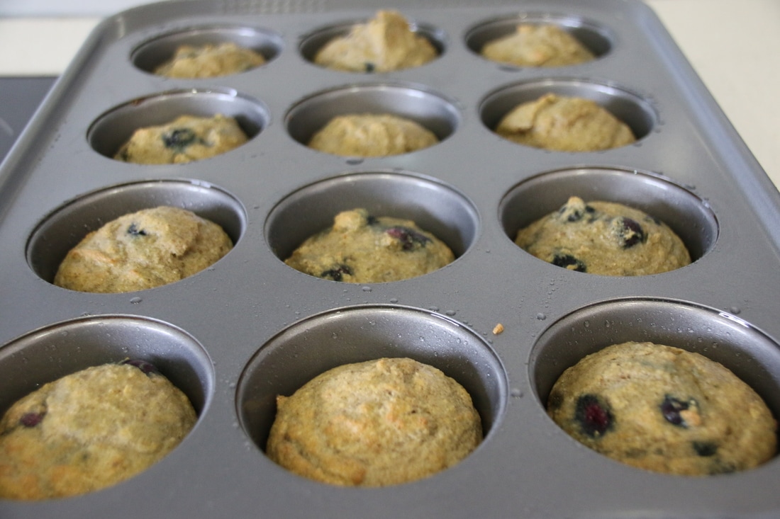 Blueberry Muffins. Gluten Free, Dairy Free, SIBO friendly, No Added Sugar, Low Carb, Thermomix Instructions included.