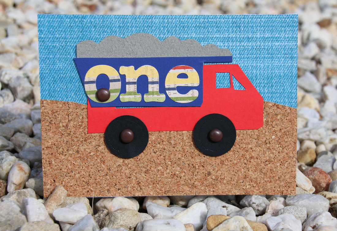Dump truck card with moving tipper. Instructions with printable templates. 
