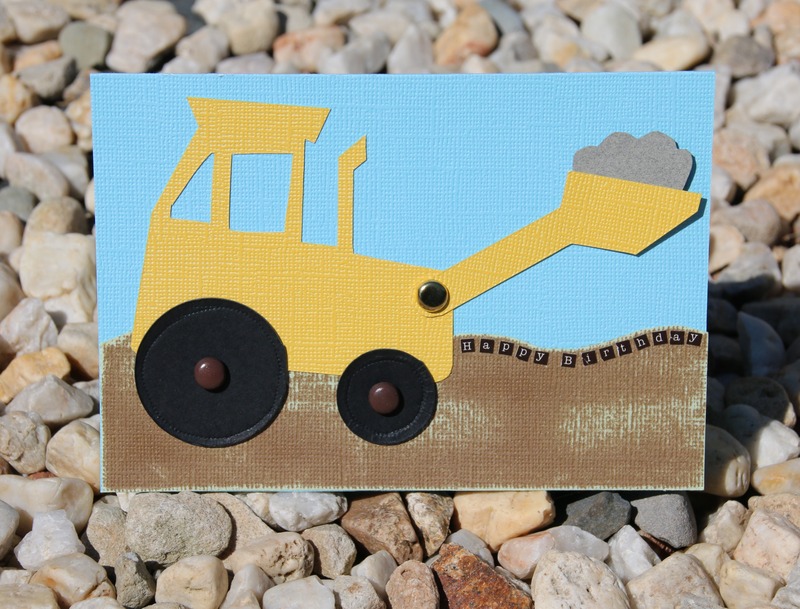 Digger Happy Birthday Card with Printable Template and  Instructions.