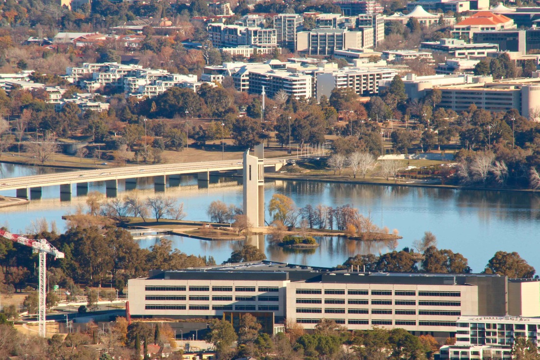 View over View of Lake Burley Griffin from Mount Ainslie