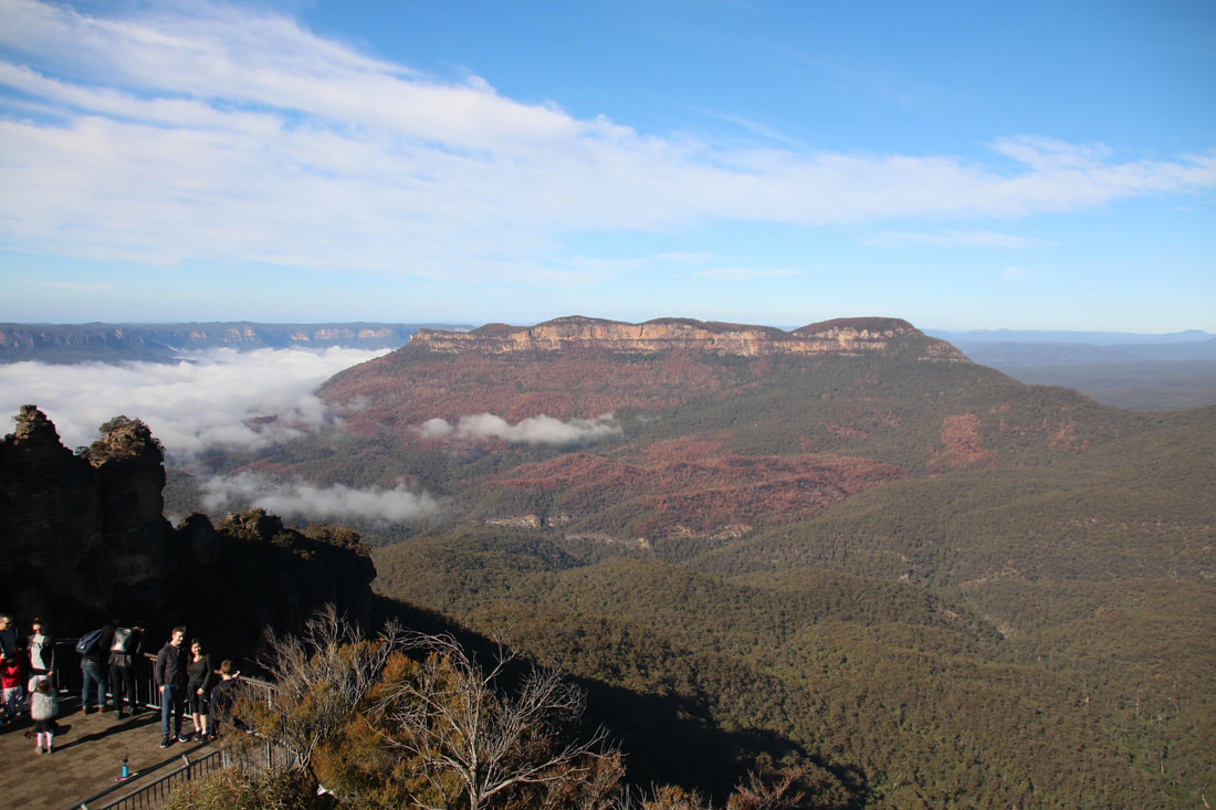 View at The Three Sisters, Katoomba. The Blue Mountains, New South Wales, Australia.