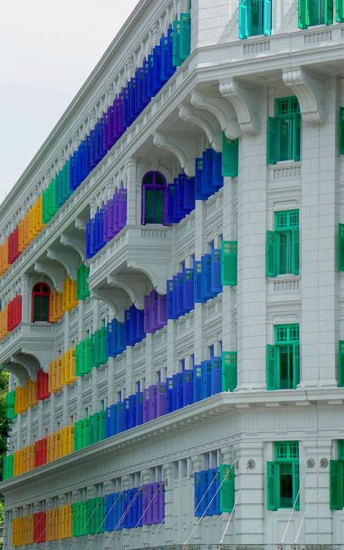 The colourful MICA building, Singapore