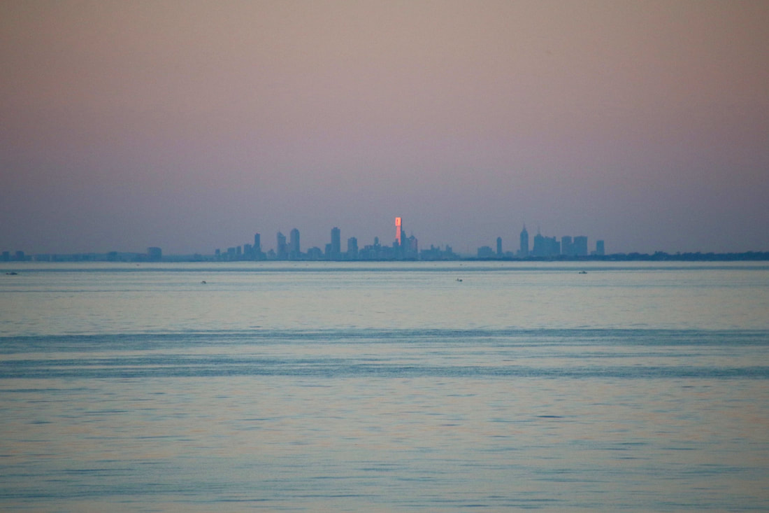 View of Melbourne City from Mount Eliza Beach