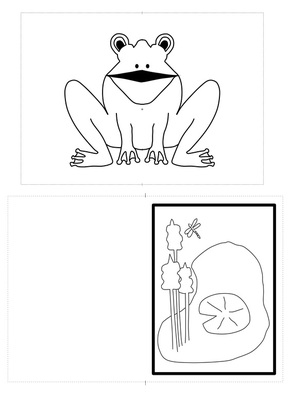 Printable template for Croaking Frog Card. The frog inside the card has a mouth that opens and closes.